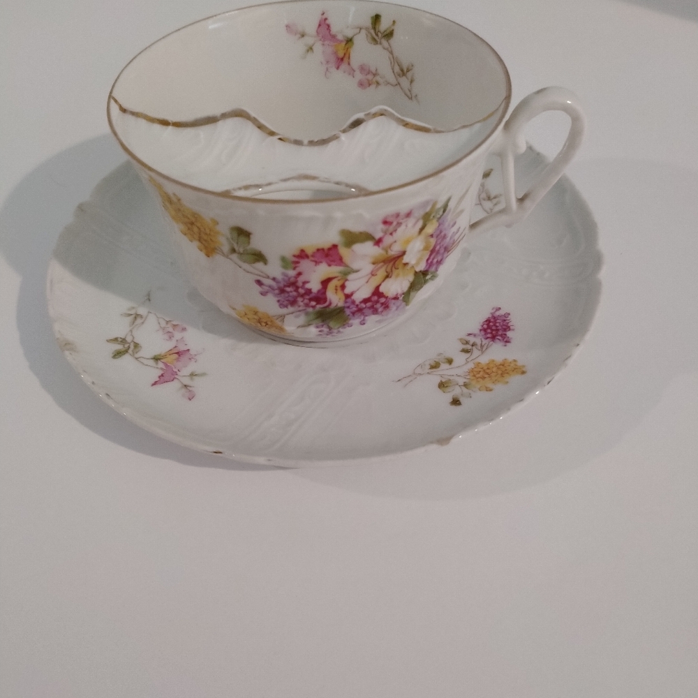 Moustache Tea Cup And Saucer Carl Tielsch Germany